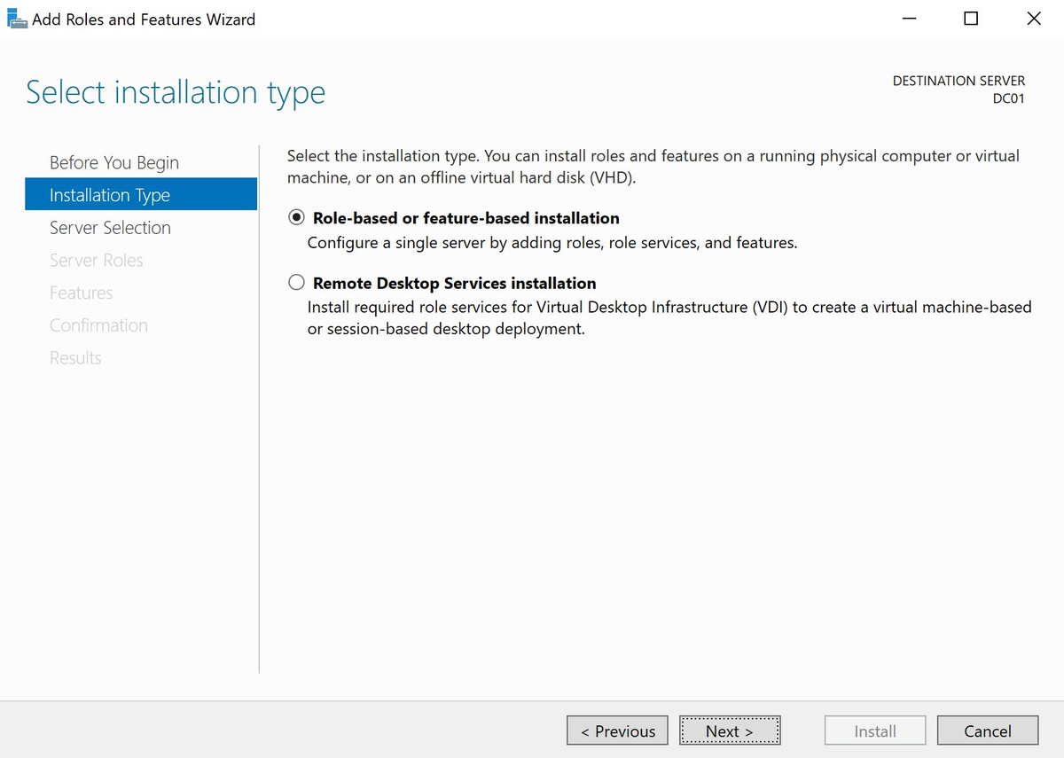 Installation Type — Role-based